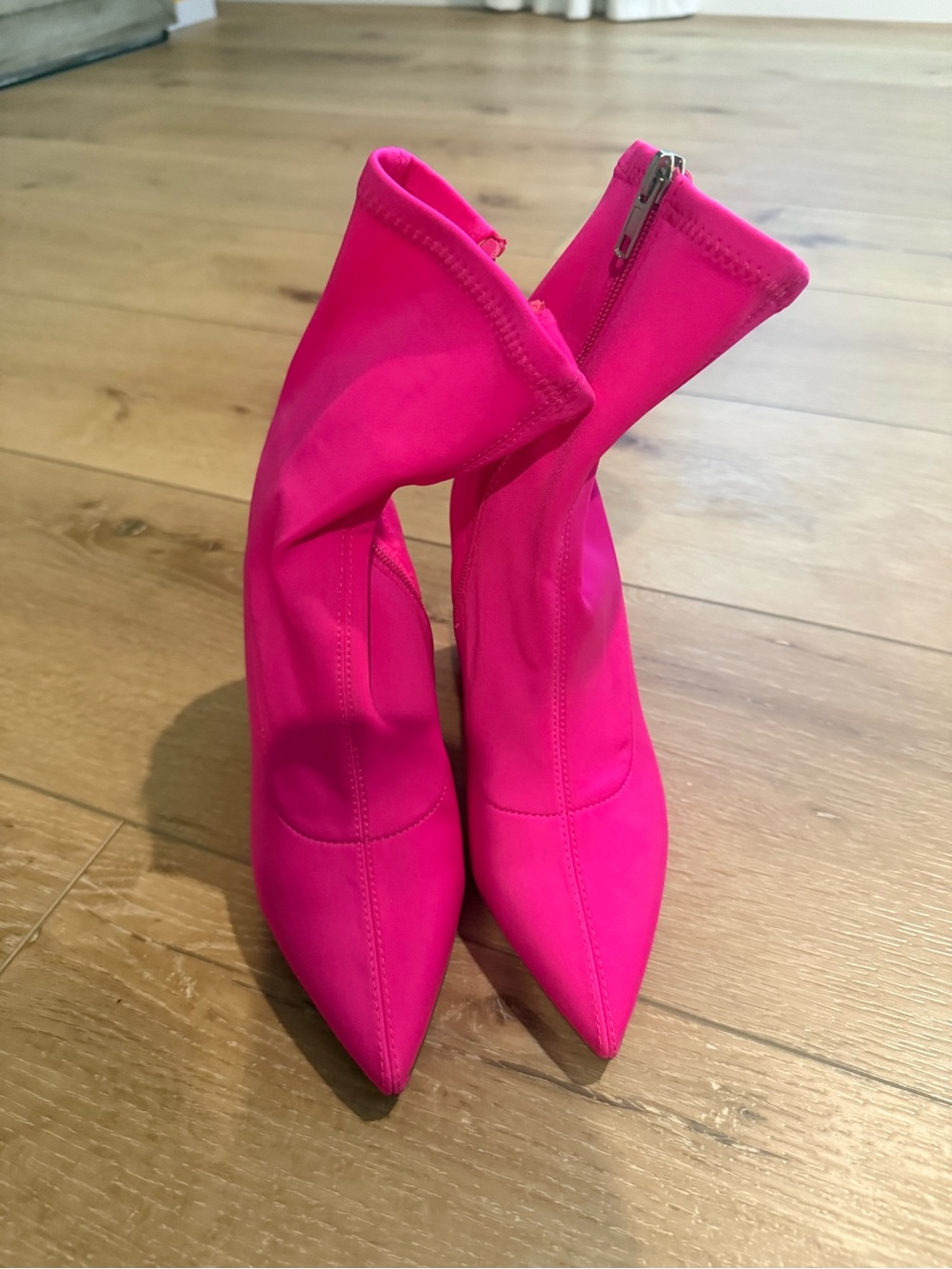 Hot Steve Madden Hot Pink Pointed Sock Ankle Boots